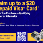 NAPA $20 back on starters or alternators