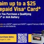 $25 Back on NAPA Batteries