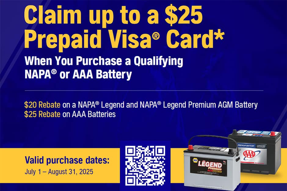 $25 Back on NAPA Batteries