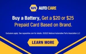 Up to $25 back on select NAPA Batteries